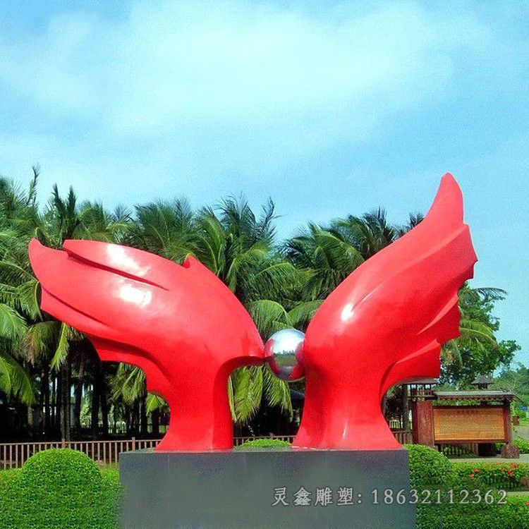 景德镇不锈钢抽象翅膀广场雕塑