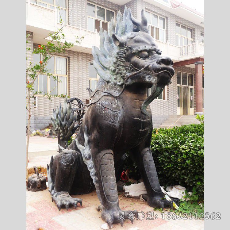吉安坐姿麒麟城市景观铜雕