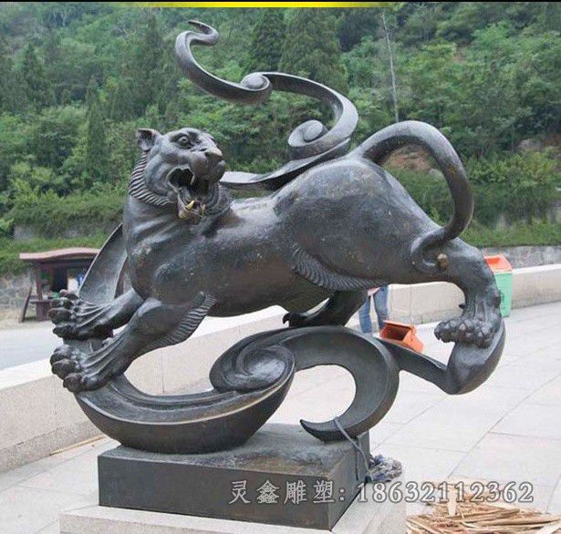 景德镇古代神兽白虎广场铜雕