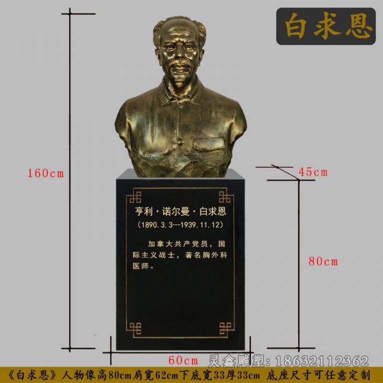 新余白求恩名医胸像广场铜雕