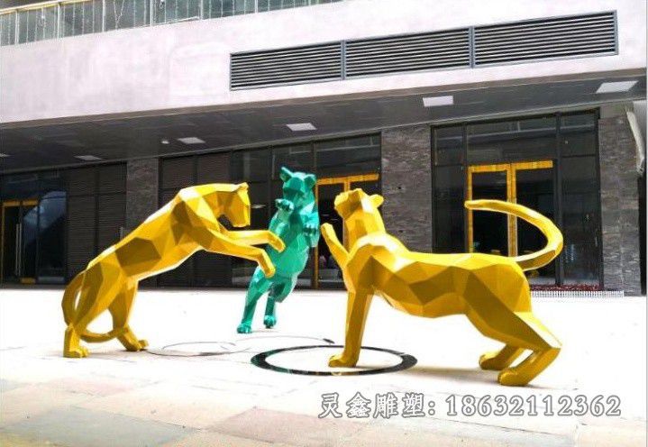 吉安不喜欢几何豹子广场雕塑