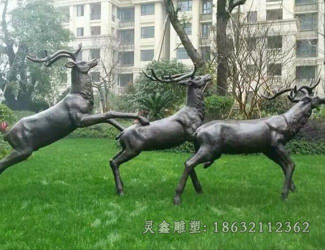 宜春奔跑小鹿校园景观铜雕