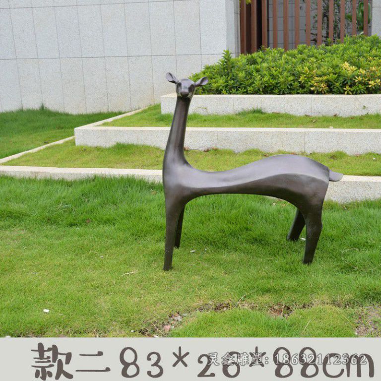 抚州别墅抽象小鹿广场铜雕
