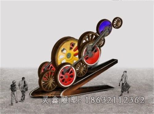 鹰潭不锈钢彩绘齿轮公园雕塑
