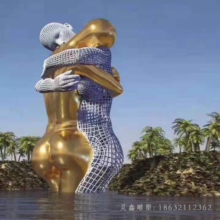 抚州不锈钢抽象情侣广场雕塑