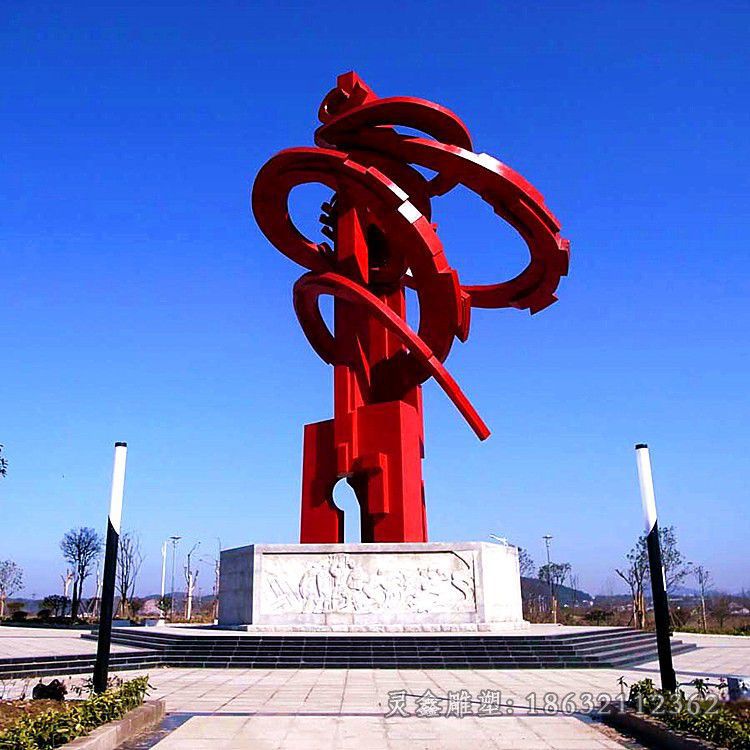 南昌不锈钢红色飘带广场雕塑