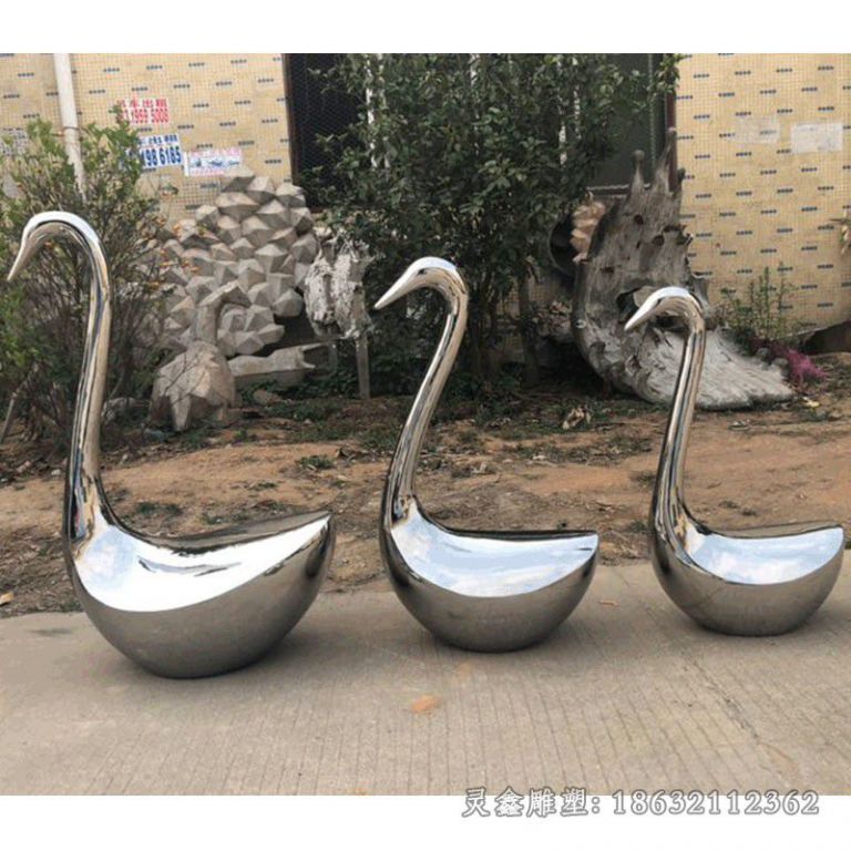 抚州不锈钢抽象鹅坐凳公园雕塑