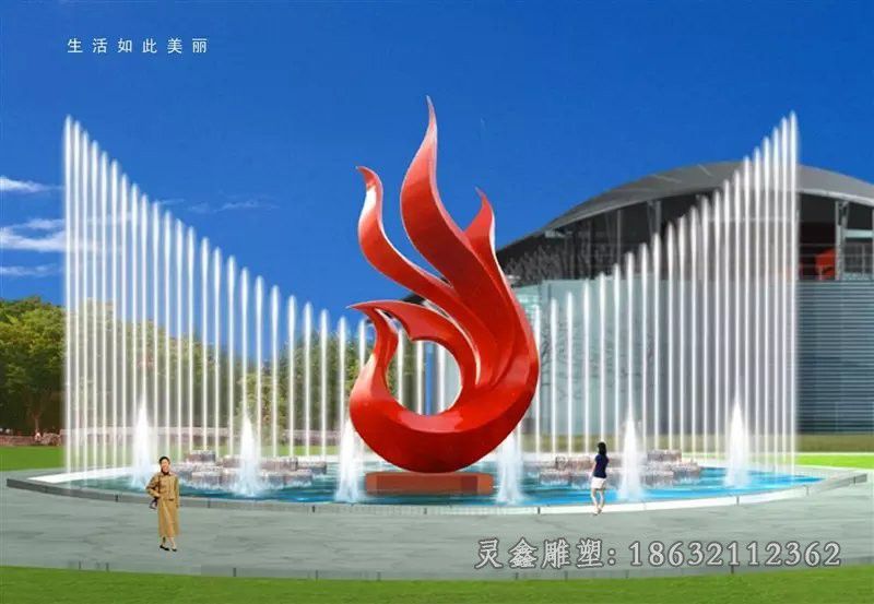 景德镇不锈钢红色凤凰广场雕塑