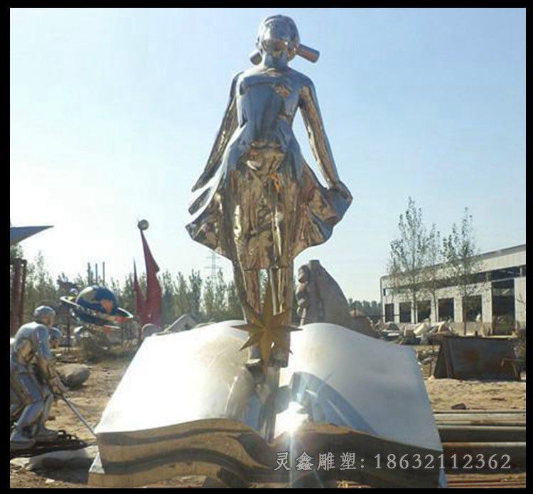 赣州不锈钢抽象美女广场雕塑