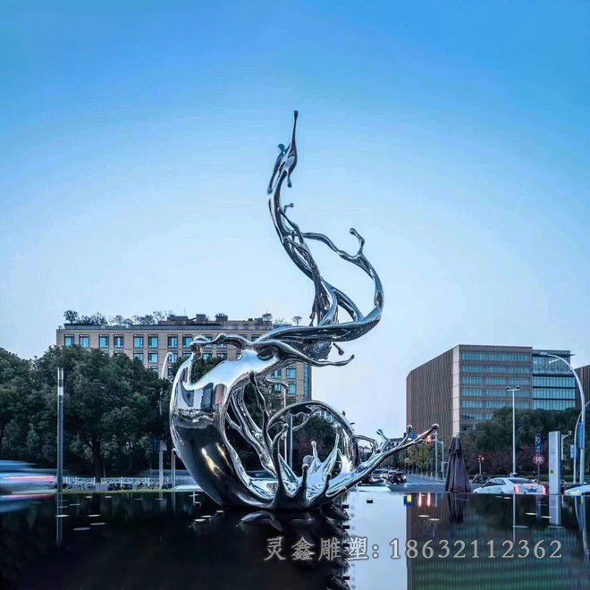 景德镇不锈钢创意海浪城市雕塑