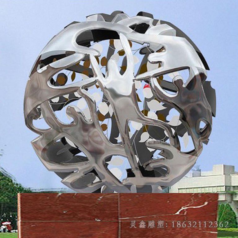 九江不锈钢抽象人物镂空球雕塑
