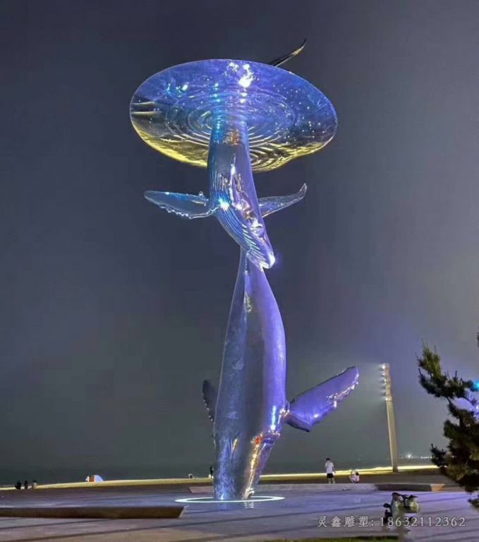 上饶不锈钢彩绘海豚广场雕塑