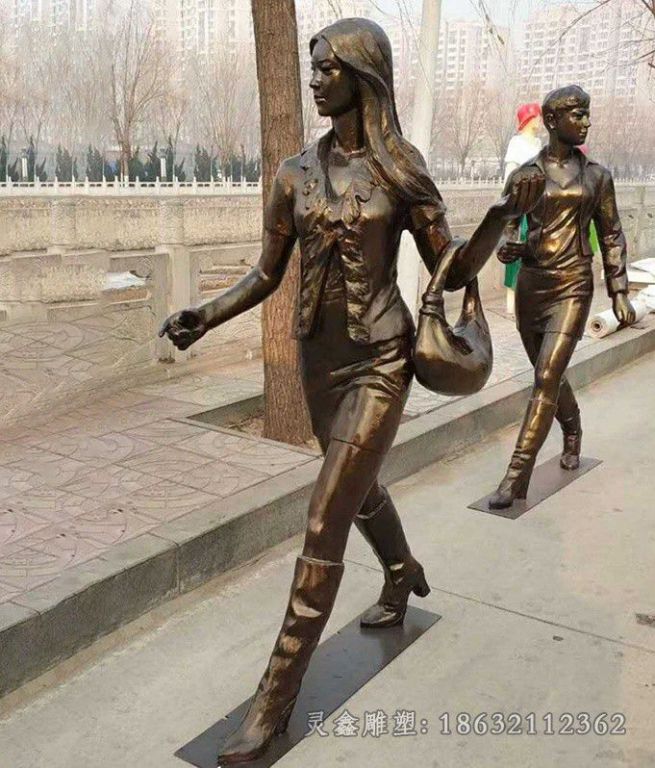 景德镇步行街景观人物铜雕