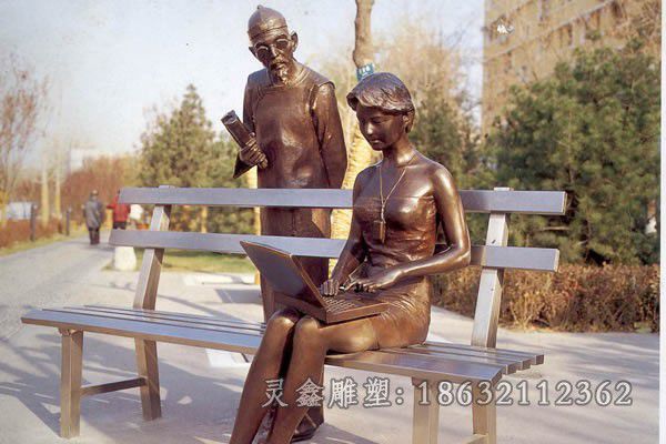 萍乡街边景观人物铜雕