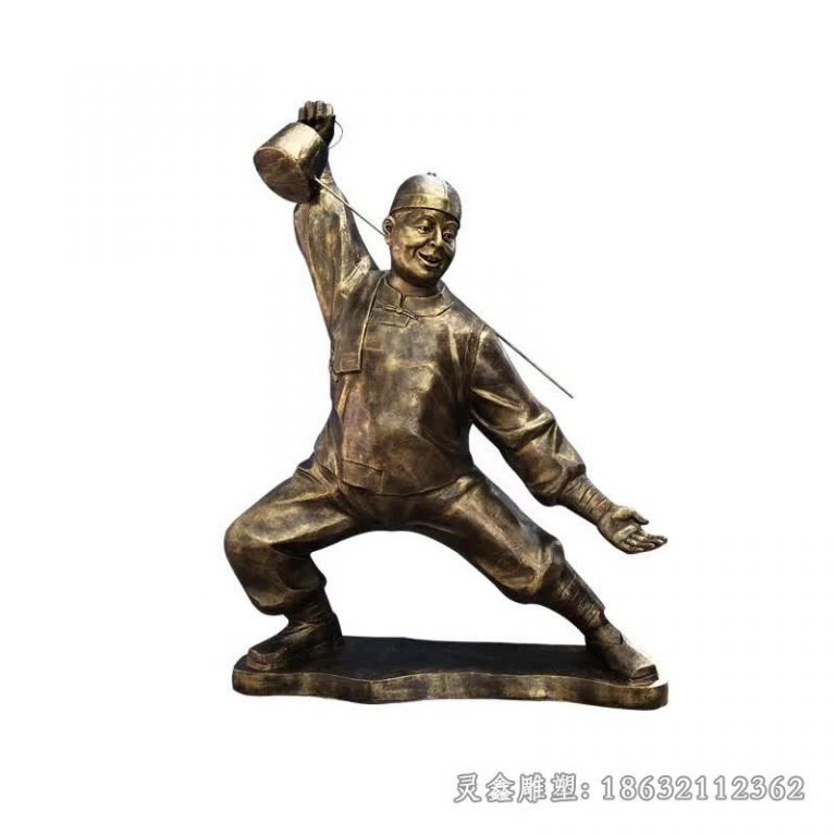 景德镇茶馆民俗店小二人物铜雕