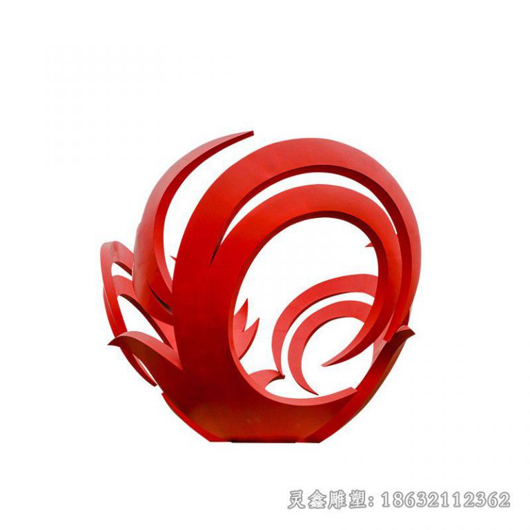 赣州不锈钢红色抽象凤凰雕塑