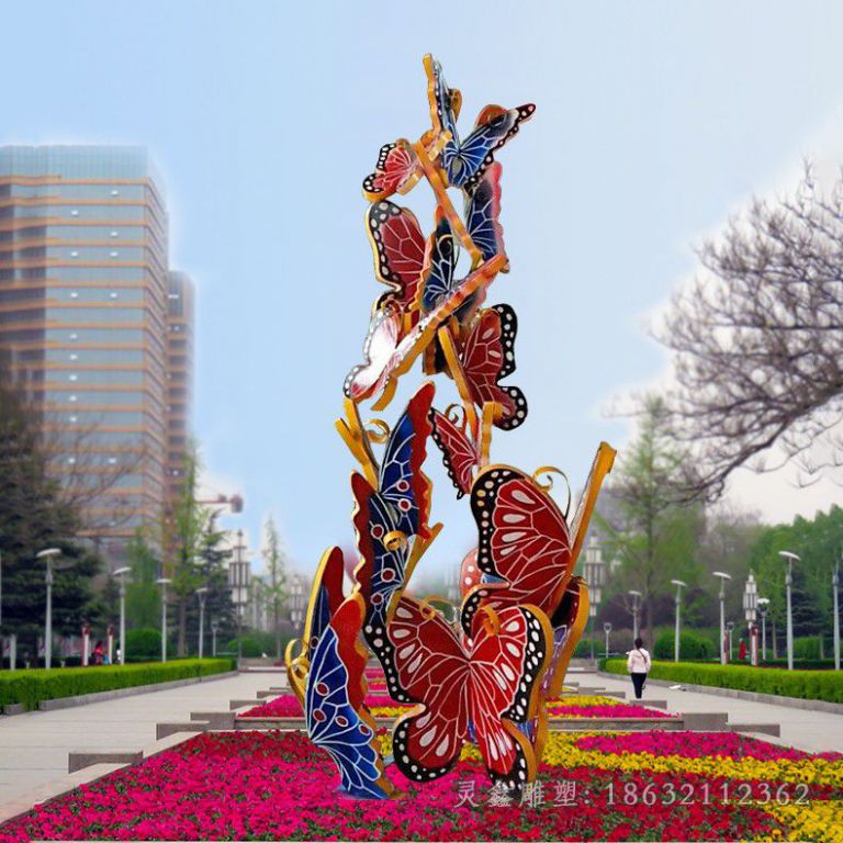 吉安不锈钢彩绘蝴蝶校园雕塑