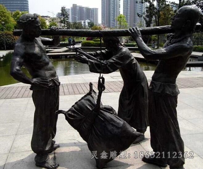 鹰潭民俗称东西城市人物铜雕