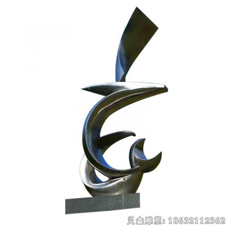 景德镇不锈钢镜面抽象海浪雕塑