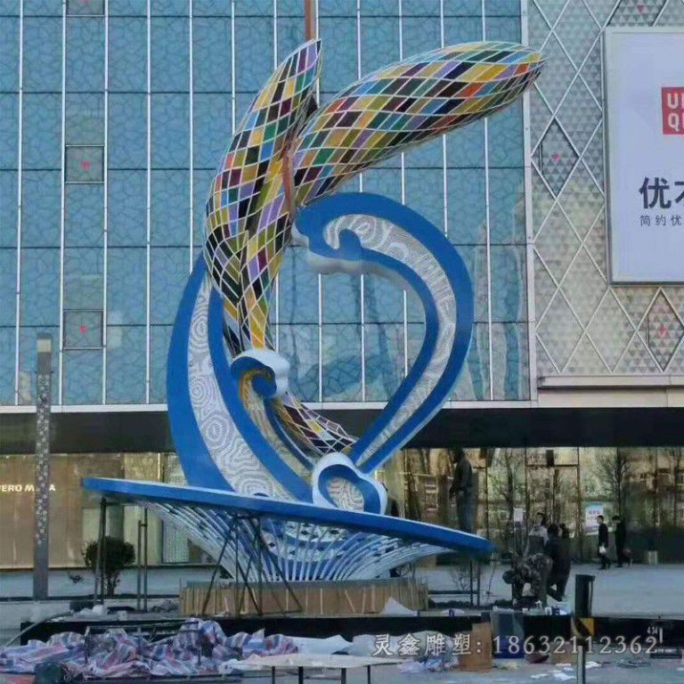 赣州不锈钢嬉戏海豚校园雕塑