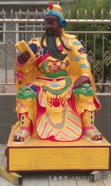 上饶彩绘看书关公城市铜雕