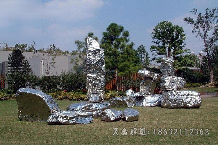 景德镇不锈钢抽象石头公园景观雕塑