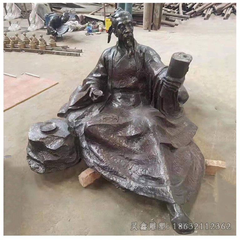 鹰潭看书古代人物景观铜雕
