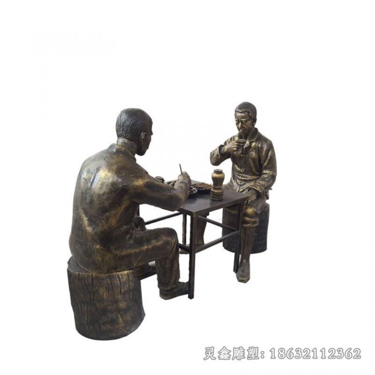 南昌吃饭人物公园景观铜雕