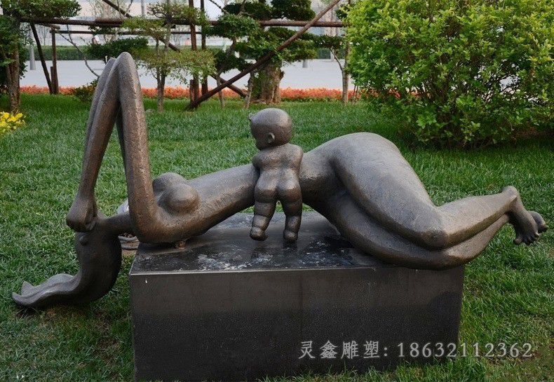 九江抽象母子公园景观铜雕