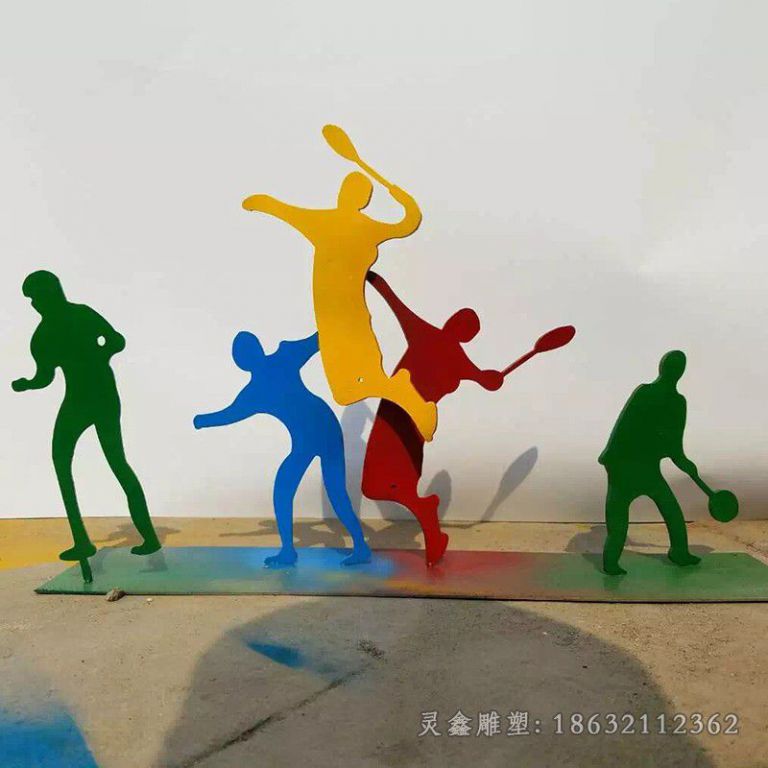 新余不锈钢打羽毛球城市雕塑