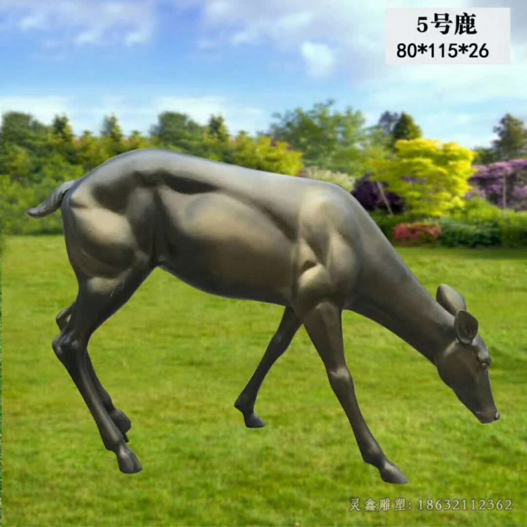 九江低头鹿公园景观动物铜雕