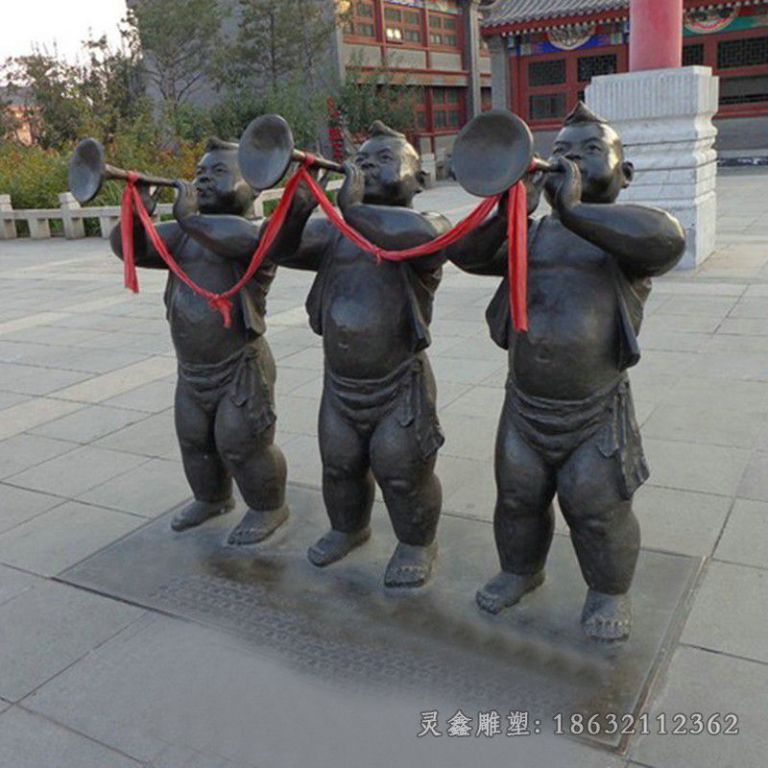 新余吹喇叭人物校园铜雕