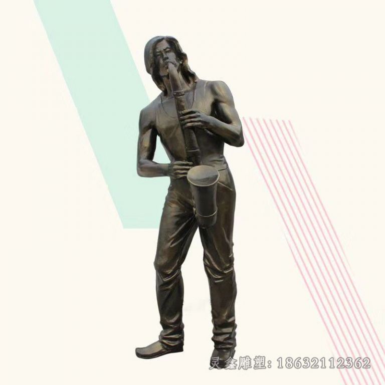 赣州吹萨克斯西方人物景观铜雕