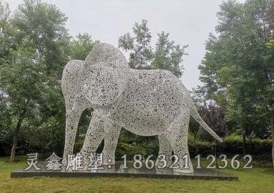 景德镇不锈钢镂空大象广场雕塑