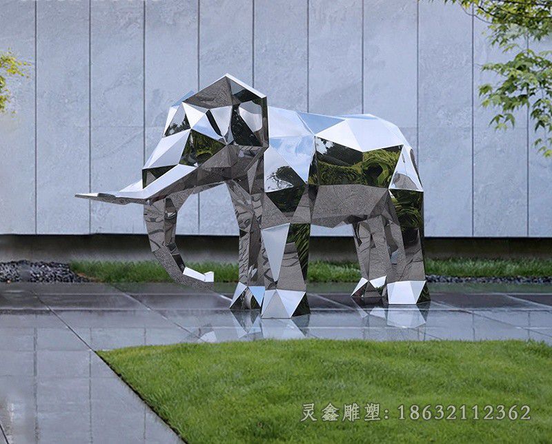 抚州不锈钢几何大象城市雕塑