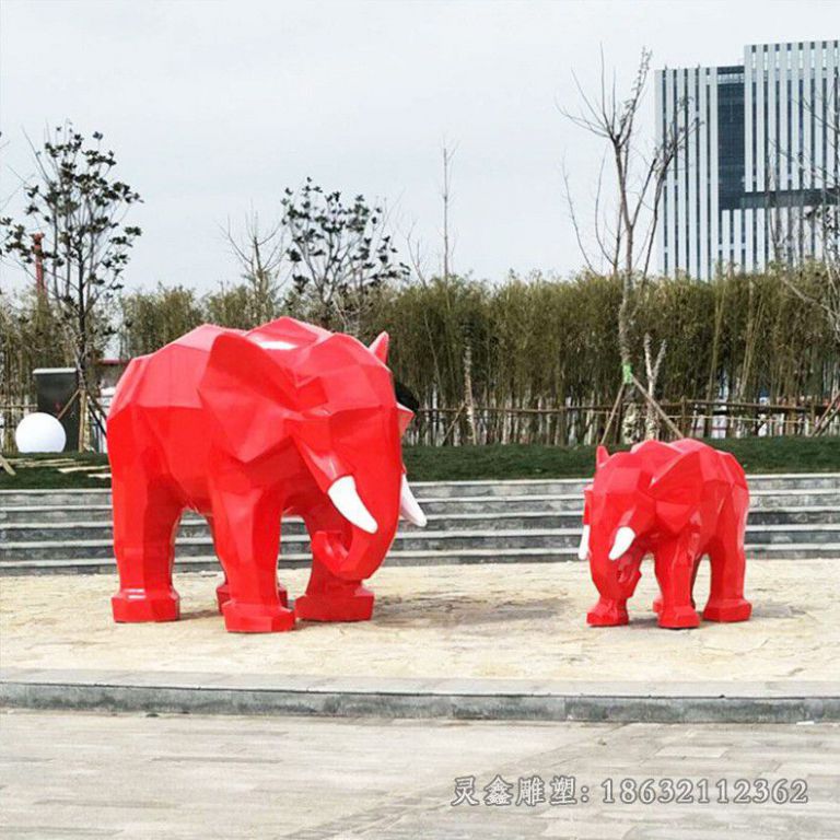 上饶不锈钢几何大象广场雕塑