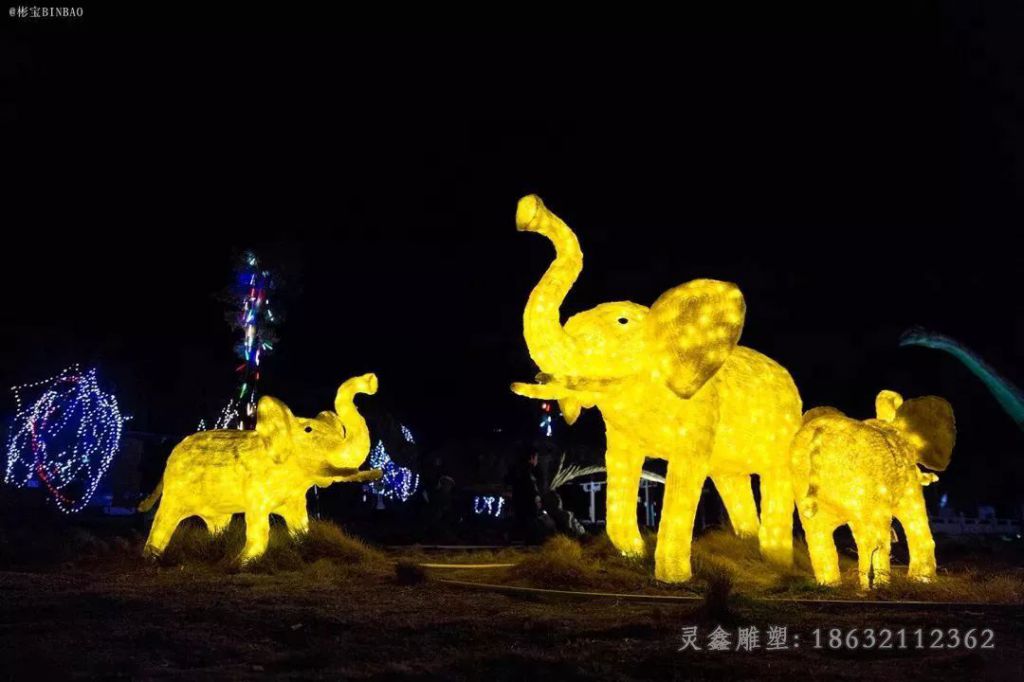 景德镇不锈钢发光大象校园雕塑