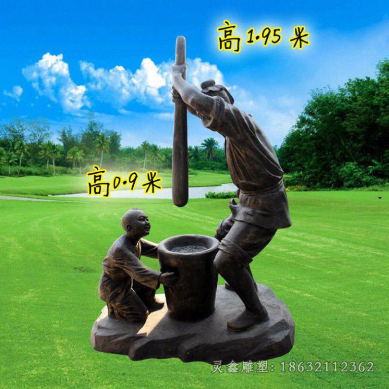 九江民俗打糍粑人物铜雕