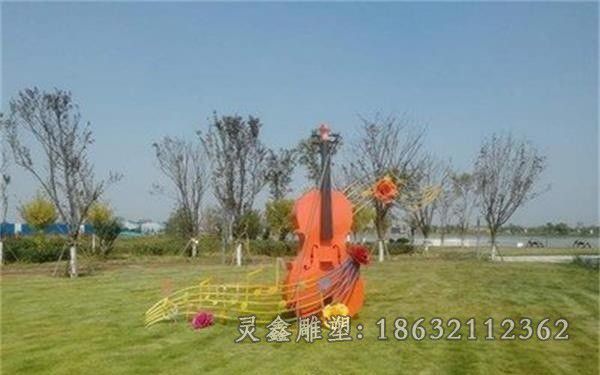 吉安不锈钢彩绘大提琴雕塑