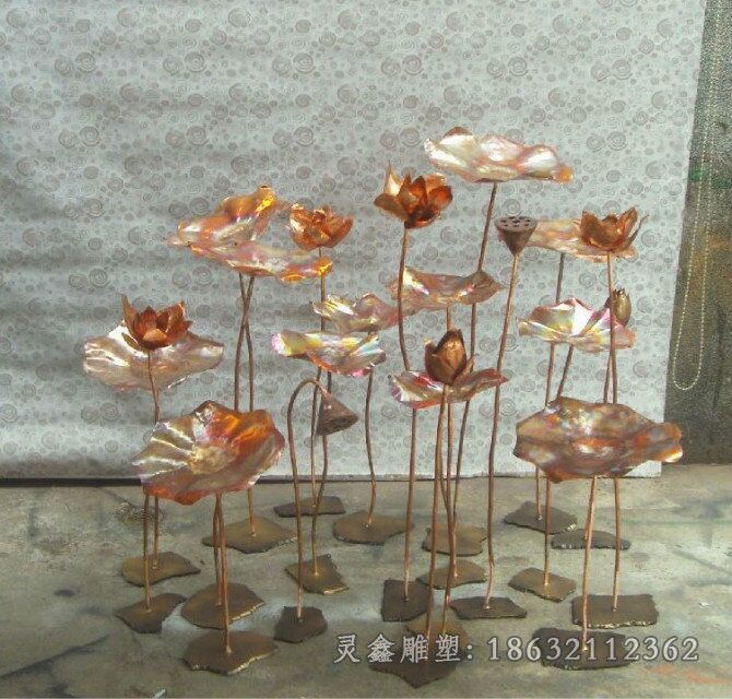 九江钛金色荷花城市景观铜雕