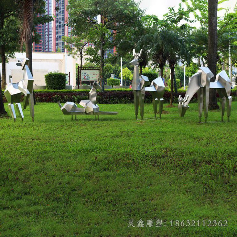 福鹿双至几何不锈钢雕塑 (7)