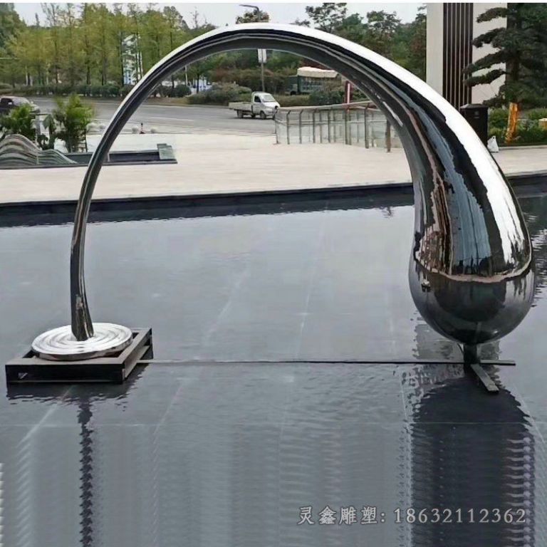 鹰潭广场不锈钢抽象水滴水景雕塑