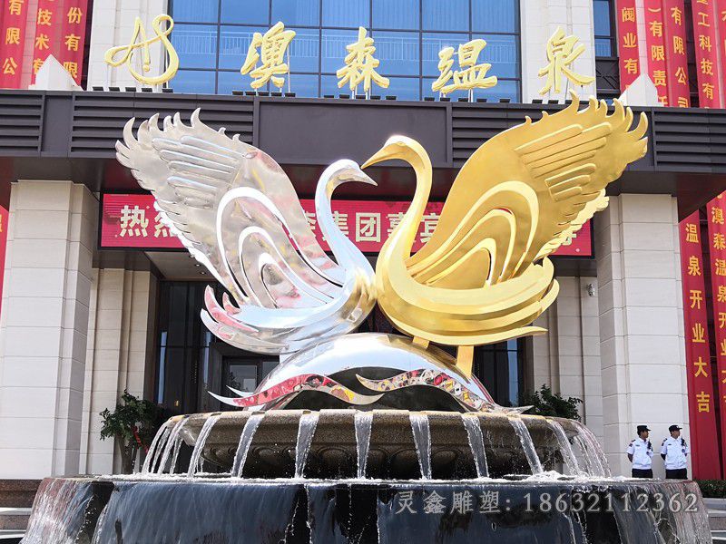 吉安不锈钢彩绘天鹅动物雕塑