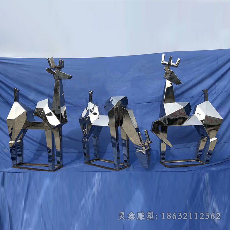 九江几何抽象鹿不锈钢雕塑