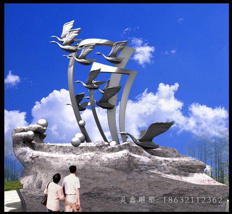 不锈钢飞翔鸽子 公园景观雕塑