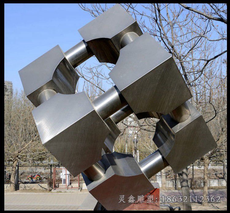 不锈钢方块抽象 公园景观雕塑