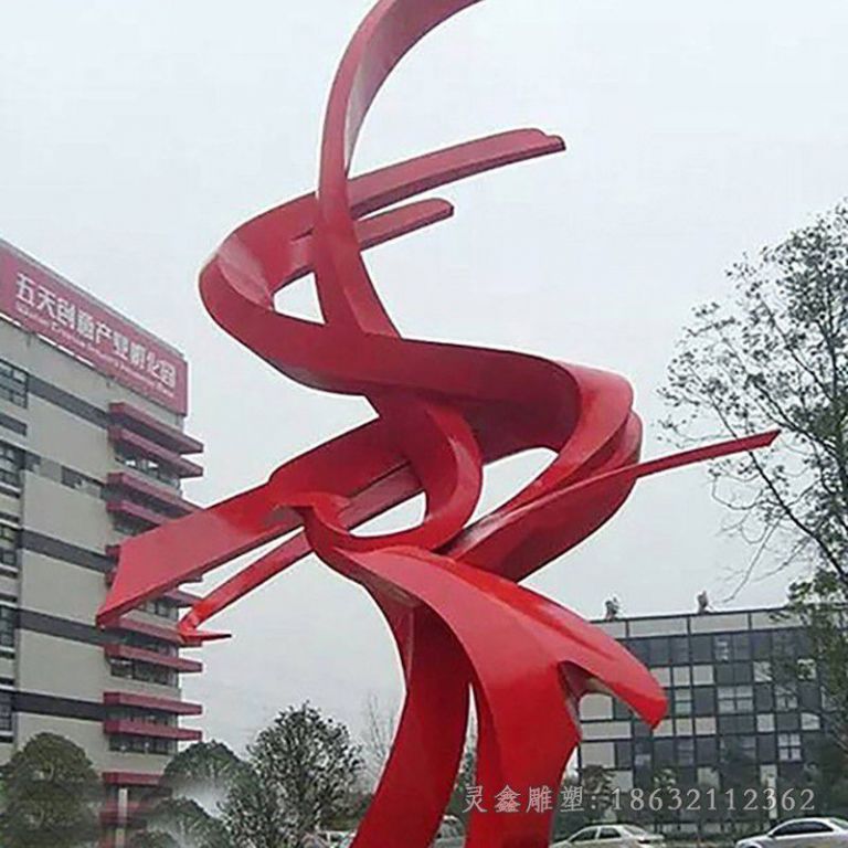 不锈钢枫叶彩带雕塑 小区景观雕塑 (1)