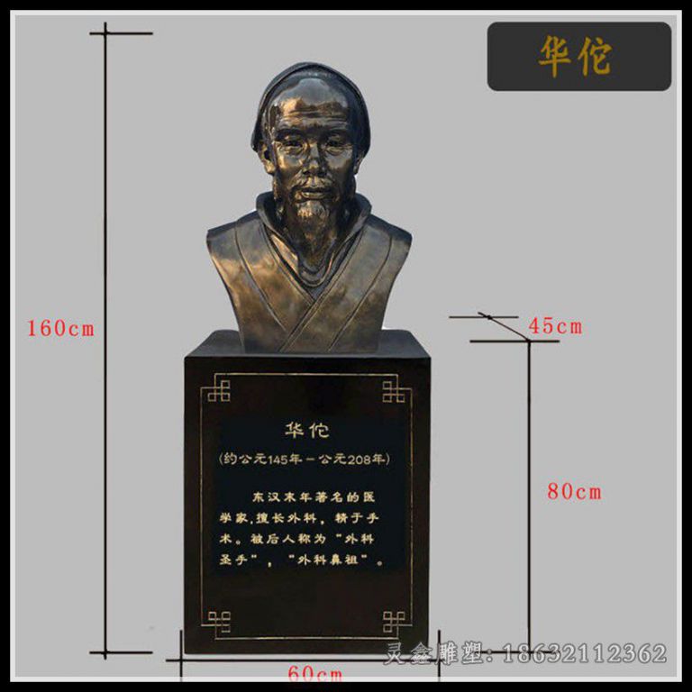 萍乡东汉末年华佗胸像城市铜雕