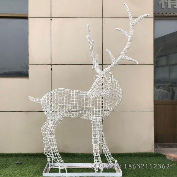 庭院不锈钢镂空鹿雕塑 (3)