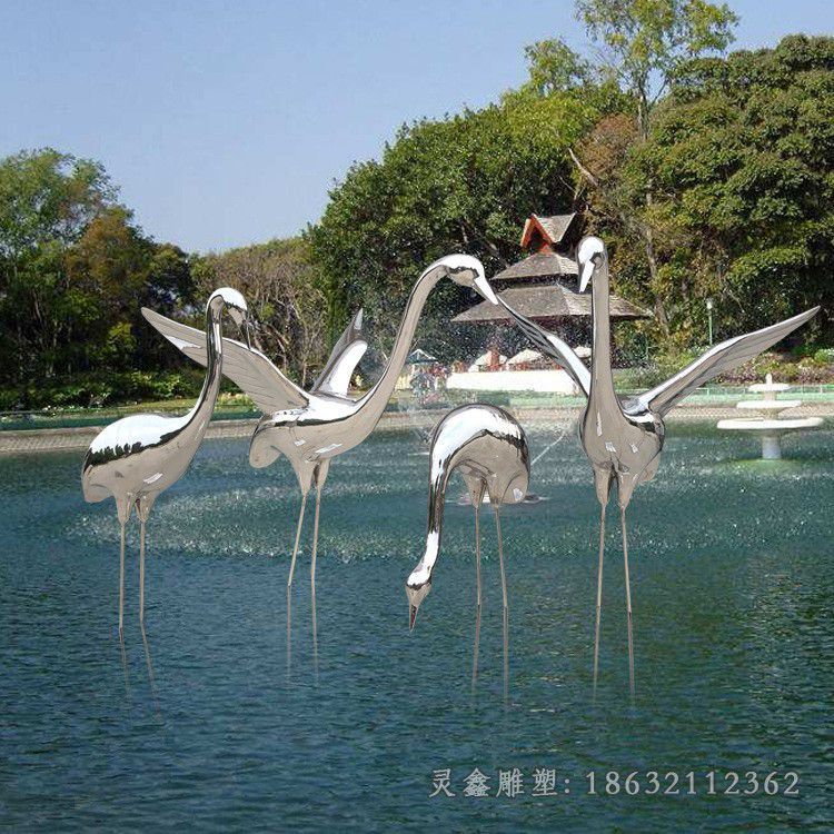 不锈钢仙鹤雕塑 (10)